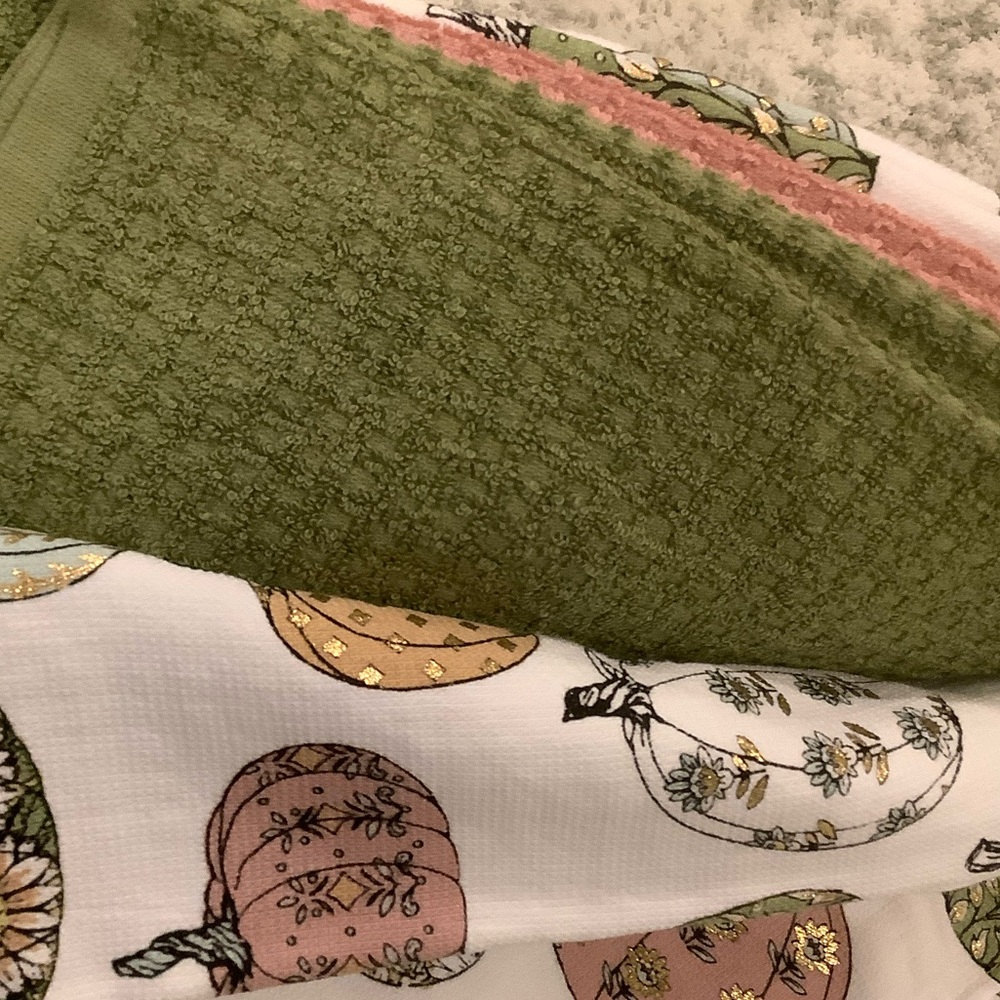 Rachel Zoe Multicolor Pumpkin Tea Towels Set of 4 NWT Cotton Blend 18x28” - Picture 12 of 16